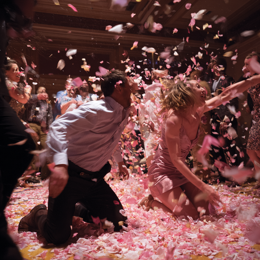 direct flash candid wedding dance floor photo
