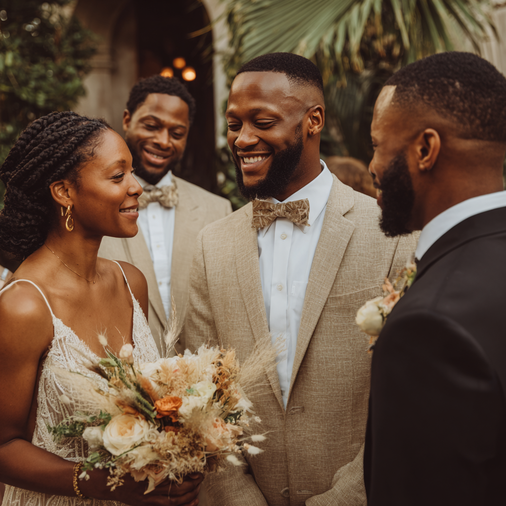 Intimate ceremony momenttight group, visible emotion, close proximity